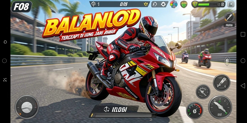 Gameplay balapan motor yang seru dan mendebarkan di FO8.