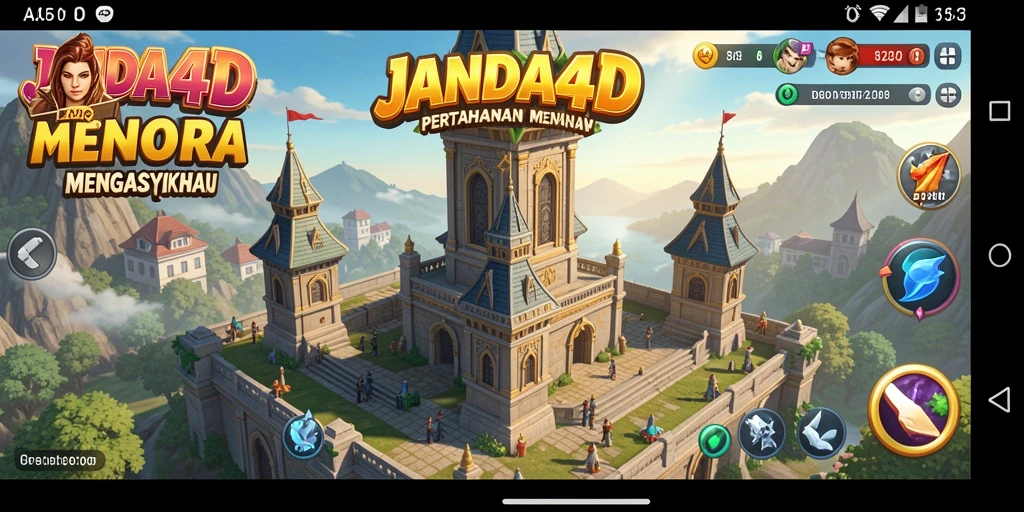Screenshot JANDA4D menampilkan gameplay Tower Defense yang menegangkan dan strategis.