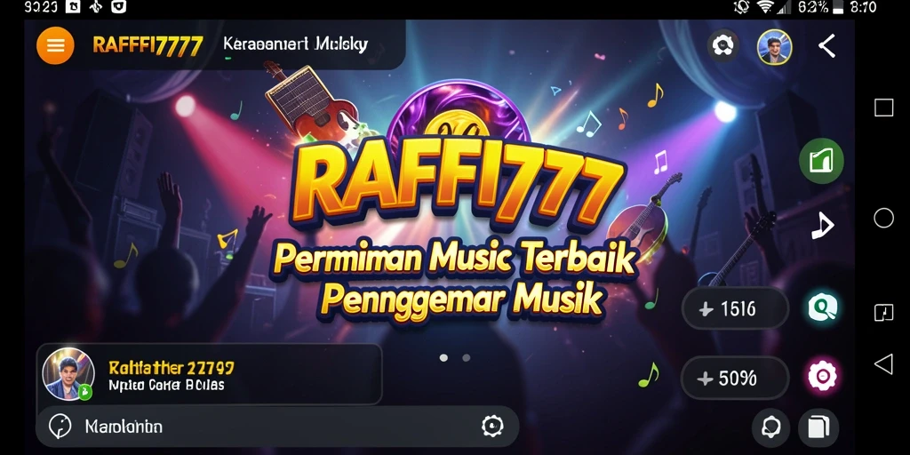 Screenshot RAFFI777 menunjukkan pengguna yang menikmati gameplay Musik dengan interaktif.