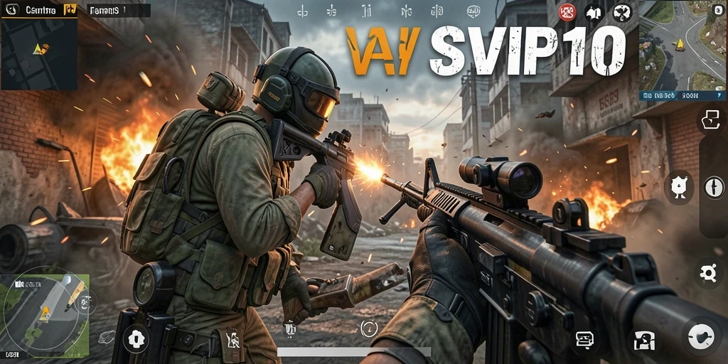 Tampilan luar biasa dari gameplay <strong>SVIP10</strong> dengan aksi menembak yang intens.