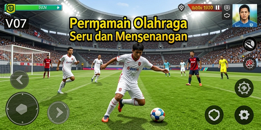 Tangkapan layar dari gameplay V07 yang menampilkan aksi olahraga mendebarkan.